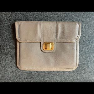 Juicy Couture taupe leather envelope clutch